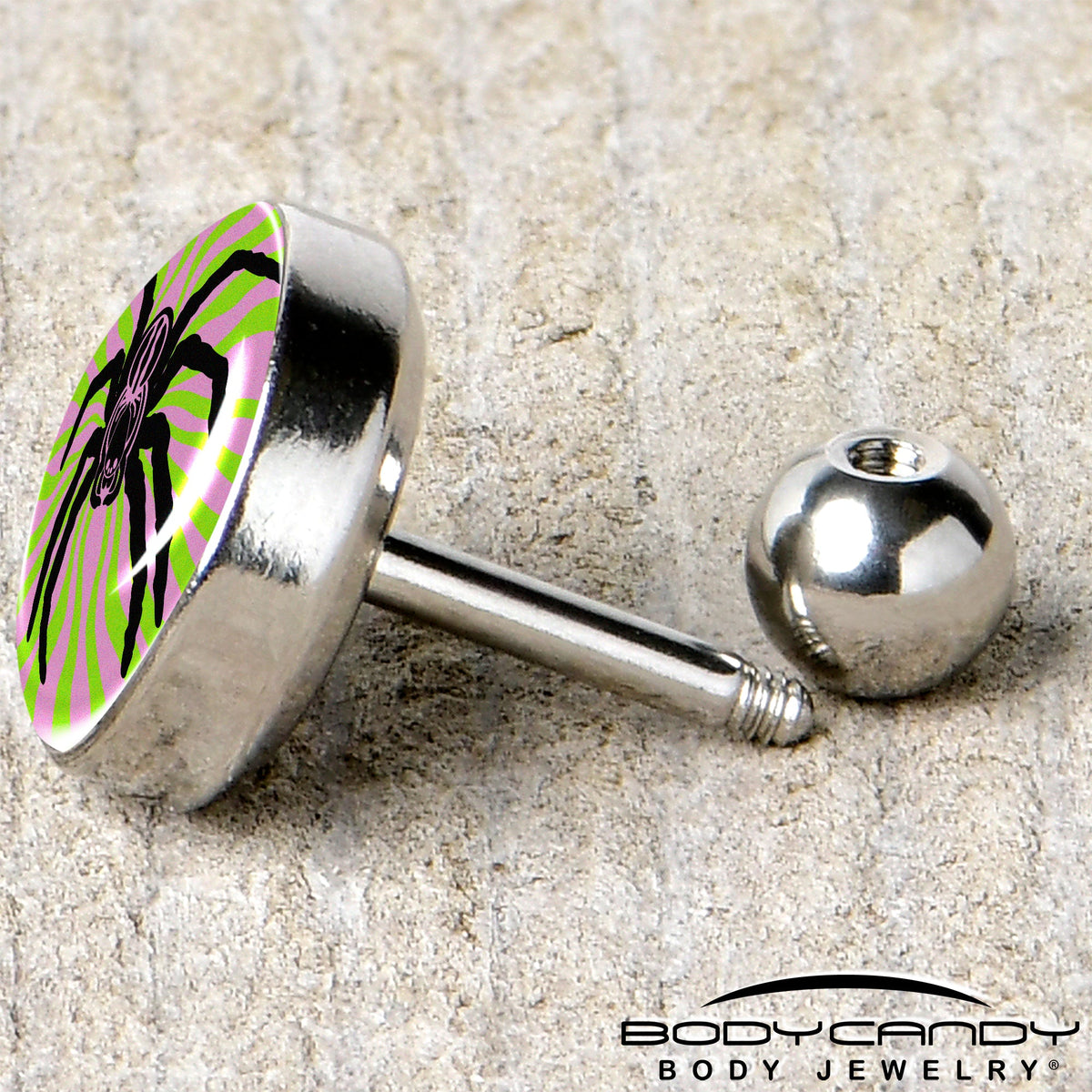 16G 1/4 Psychedelic Spider Tragus Cartilage Earring by Onyx O