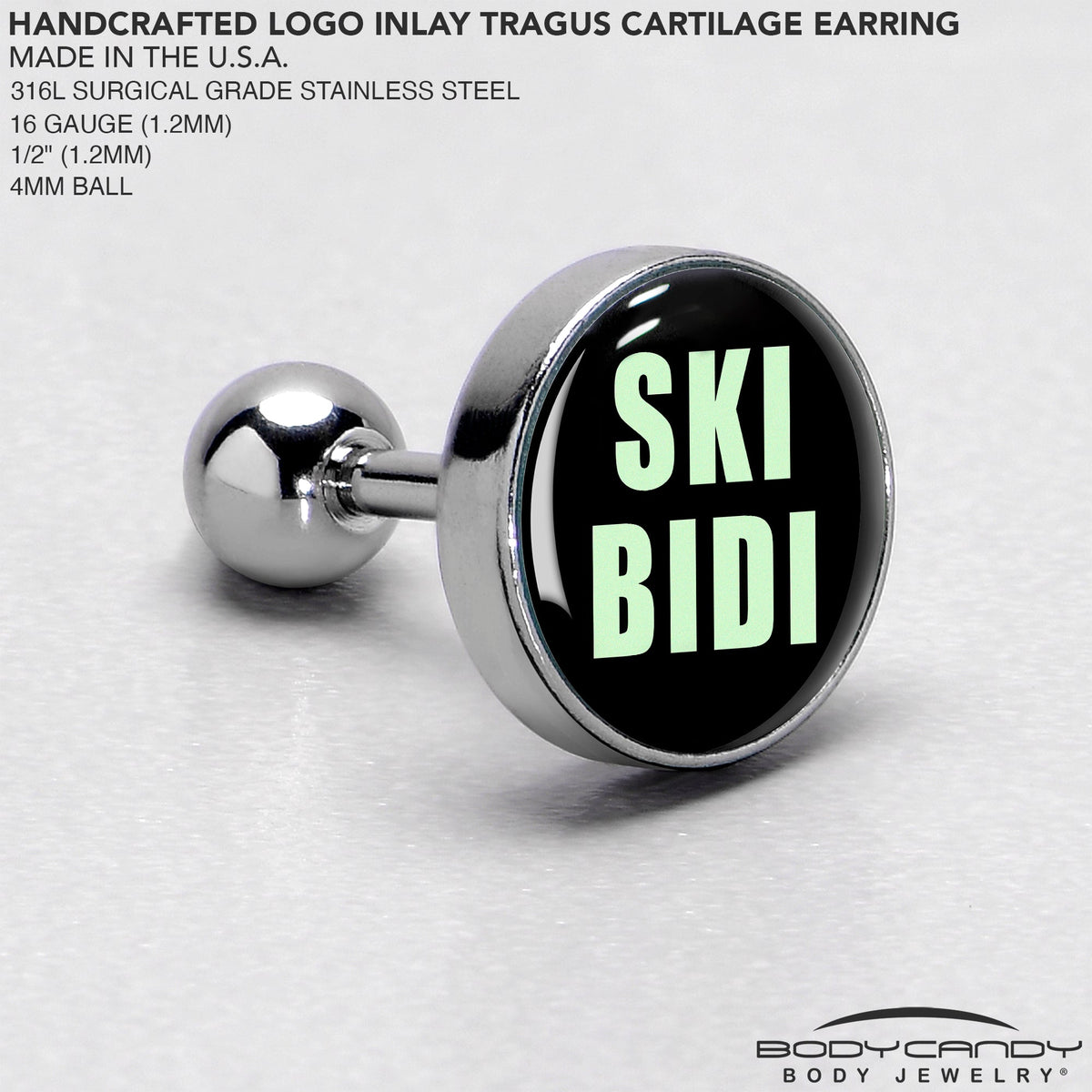 16G 1/4 SKIBIDI Cartilage Tragus Earring by Onyx O