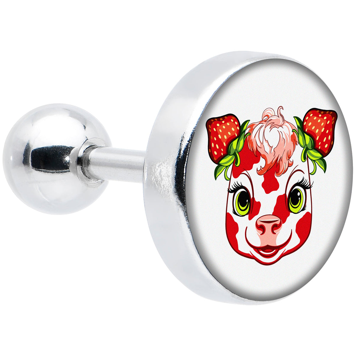 16G 1/4 Strawberry Cow Cartilage Tragus Earring by Onyx O