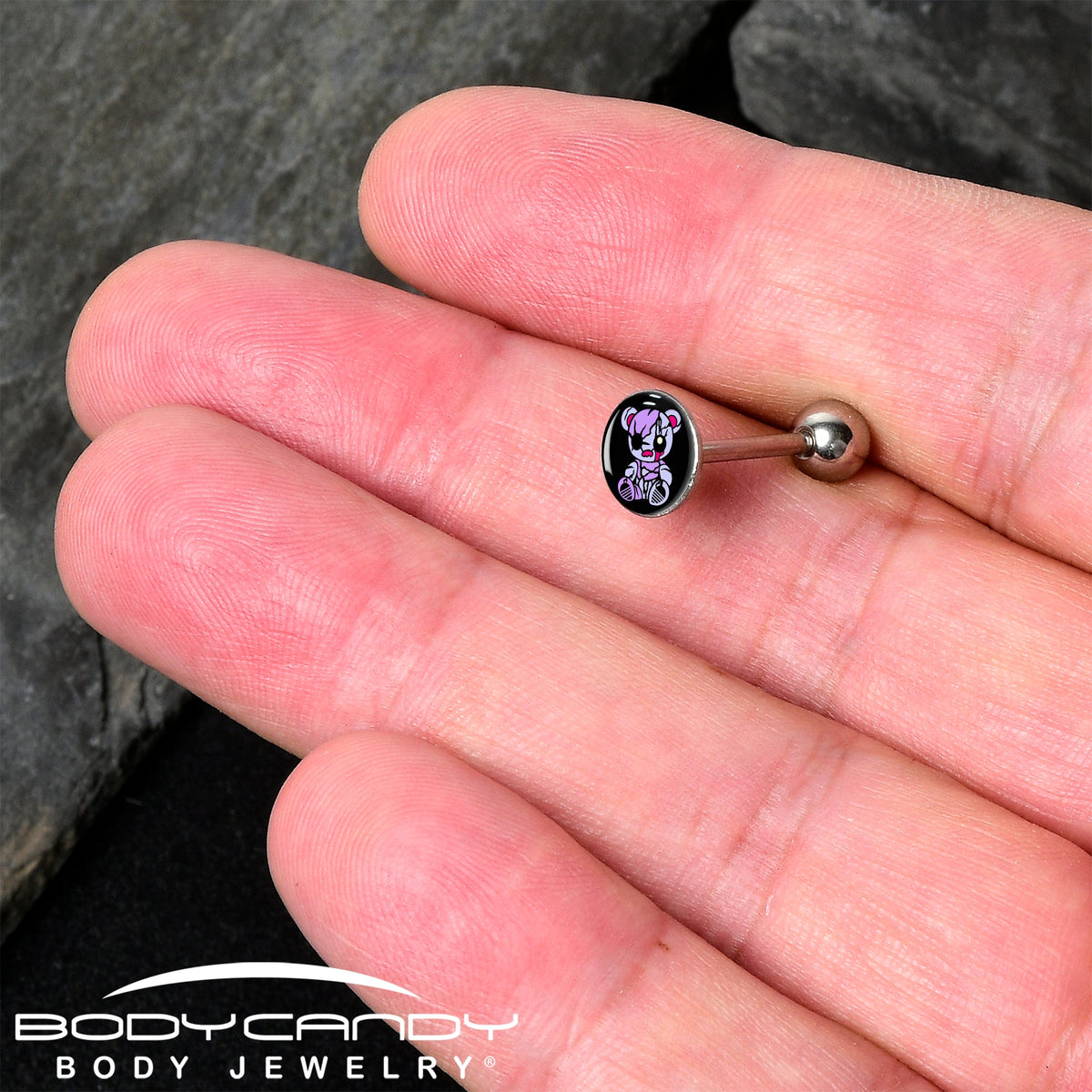 Attitude Teddy Bear Barbell Tongue Ring by Onyx O