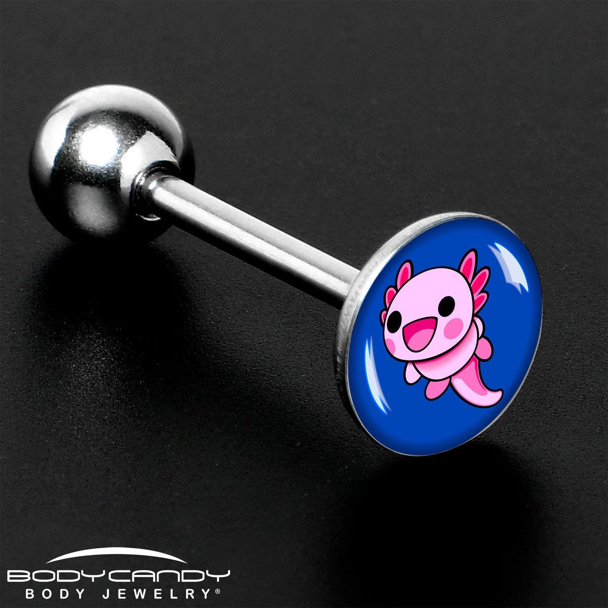 Adorable Axolotl Barbell Tongue Ring by Onyx O