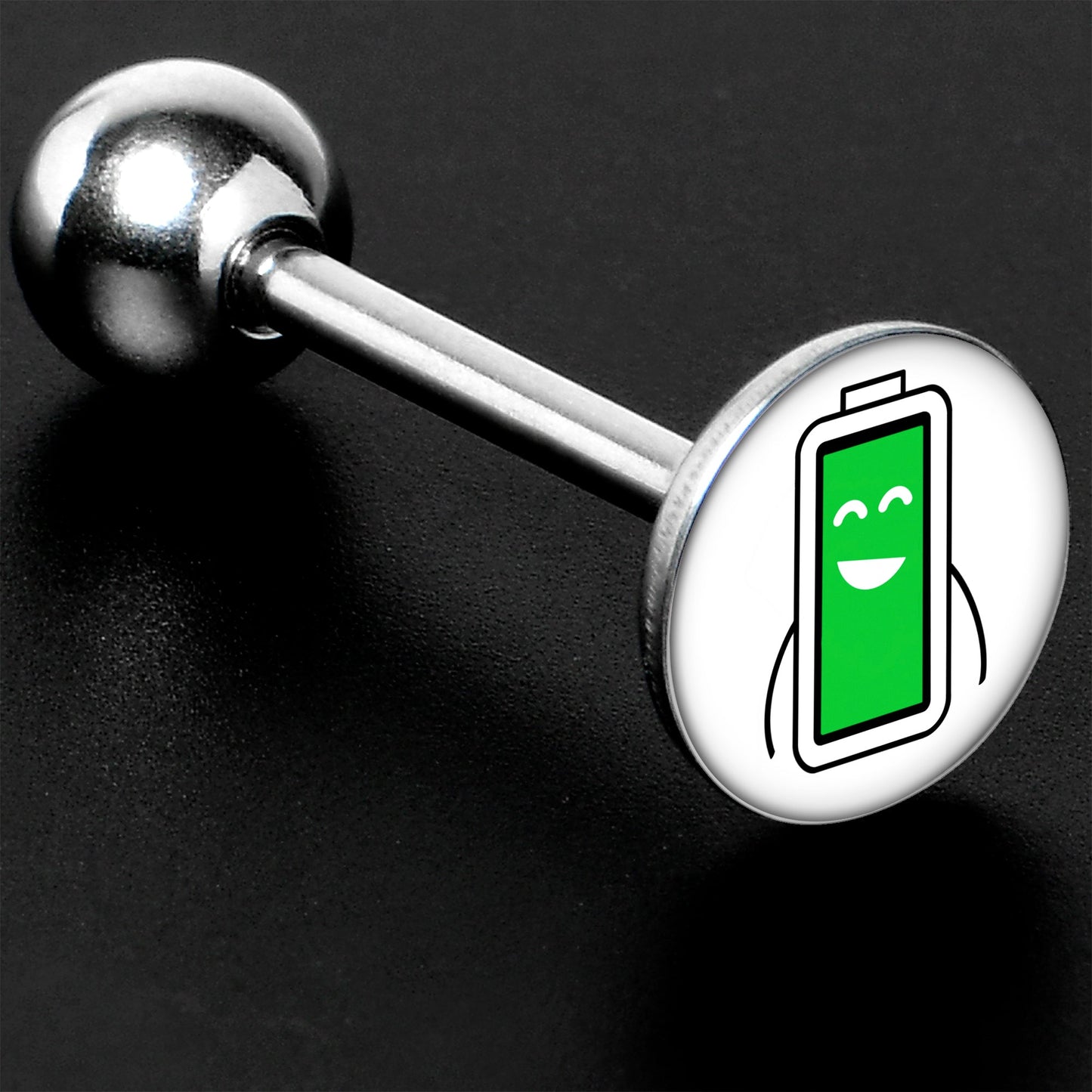 Battery Full Barbell Tongue Ring by Onyx O
