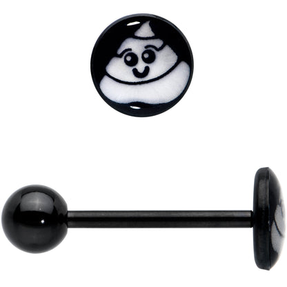 Glow in the Dark Black Anodized Poop Barbell Tongue Ring by Onyx O