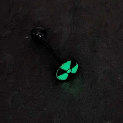 Glow in the Dark Black Anodized Radioactive Barbell Tongue Ring by Onyx O