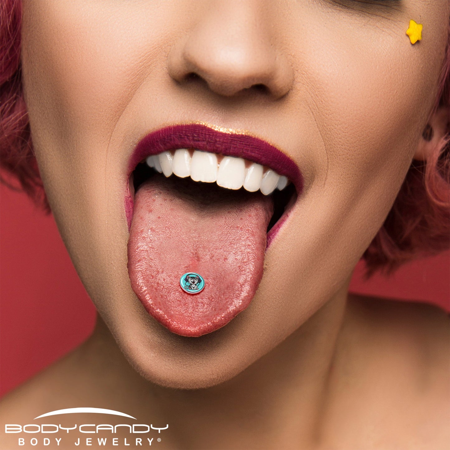 Heavy Metal Kitty Cat Barbell Tongue Ring by Onyx O