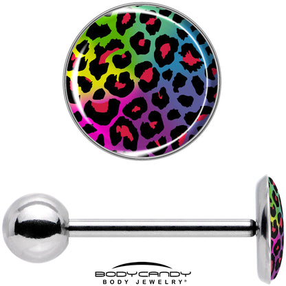 Rainbow Cheetah Print Barbell Tongue Ring by Onyx O
