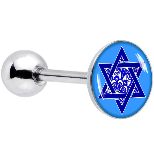 Floral Star of David Barbell Tongue Ring by Onyx O