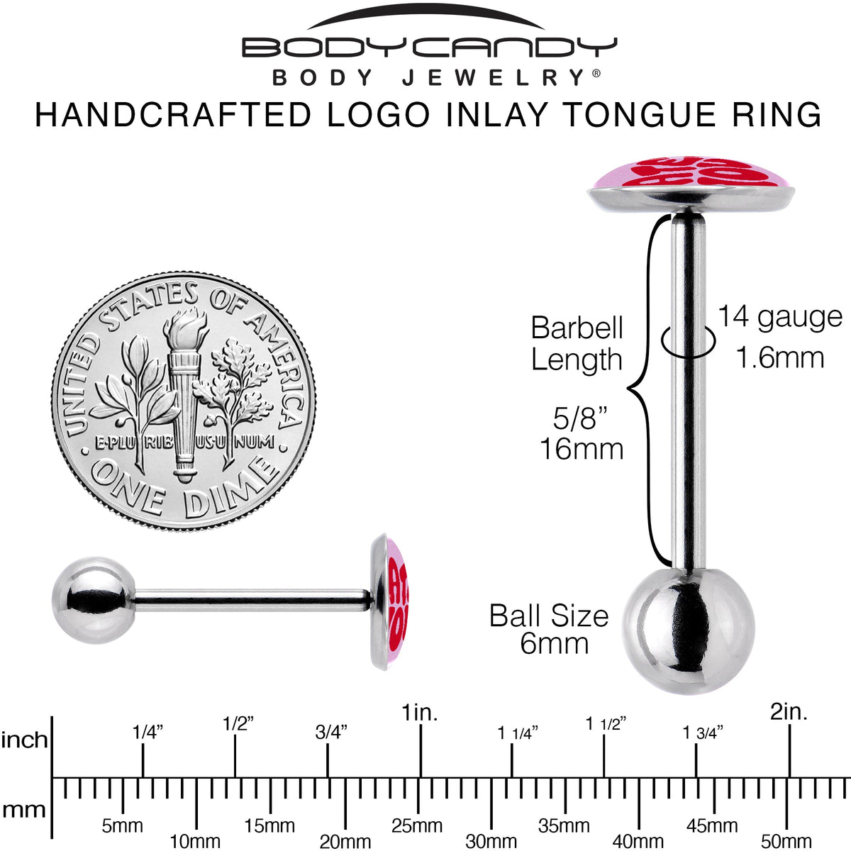 Retro Text Hate You Barbell Tongue Ring by Onyx O