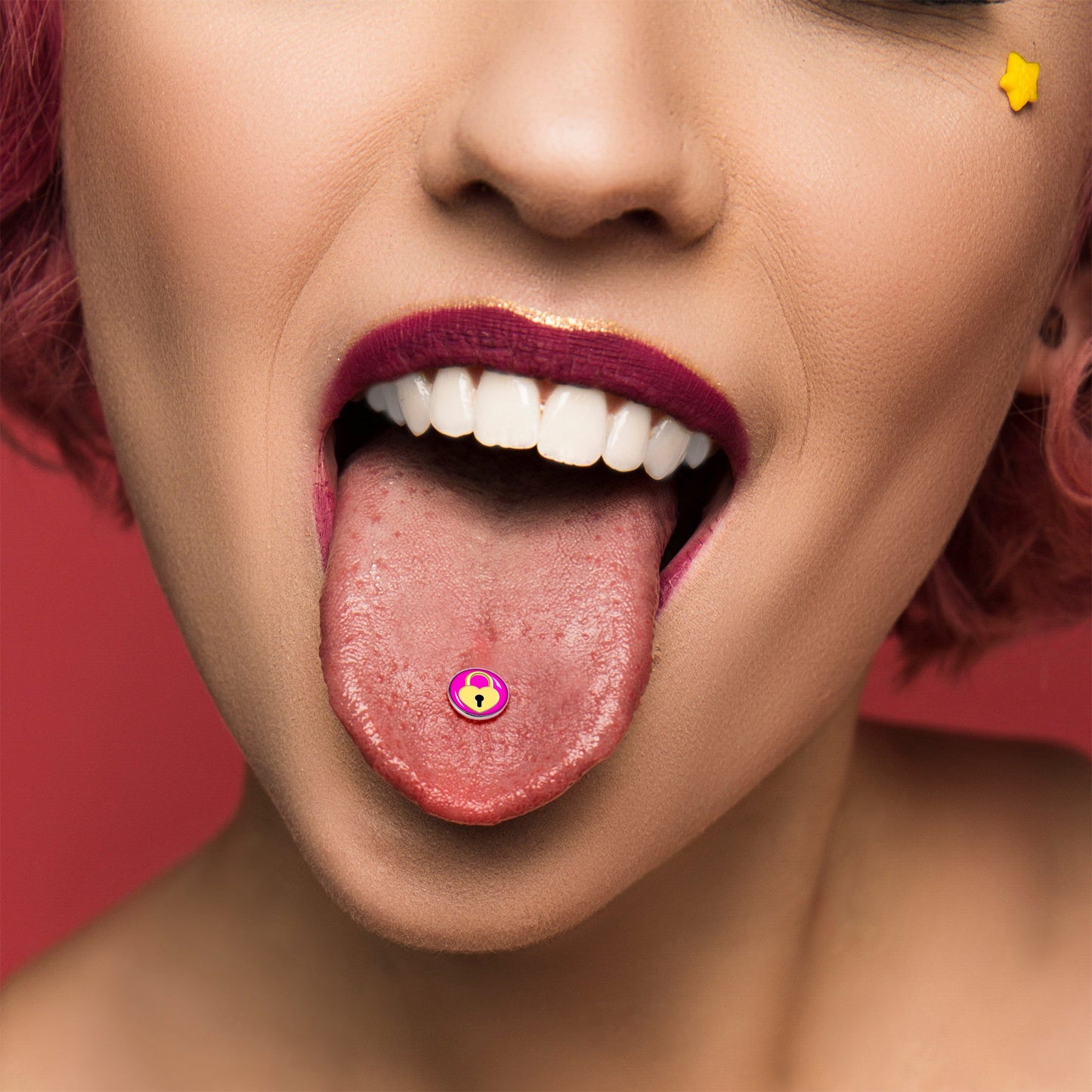 Heart Lock Barbell Tongue Ring by Onyx O