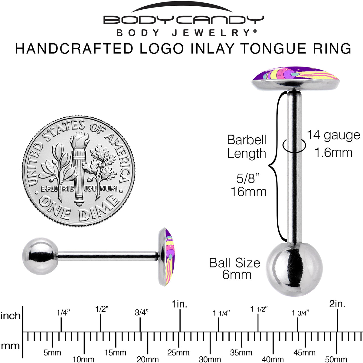 Style Space Invasion Barbell Tongue Ring by Onyx O