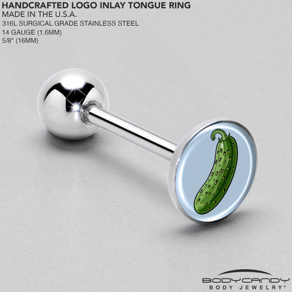 Green Pickle Barbell Tongue Ring by Onyx O
