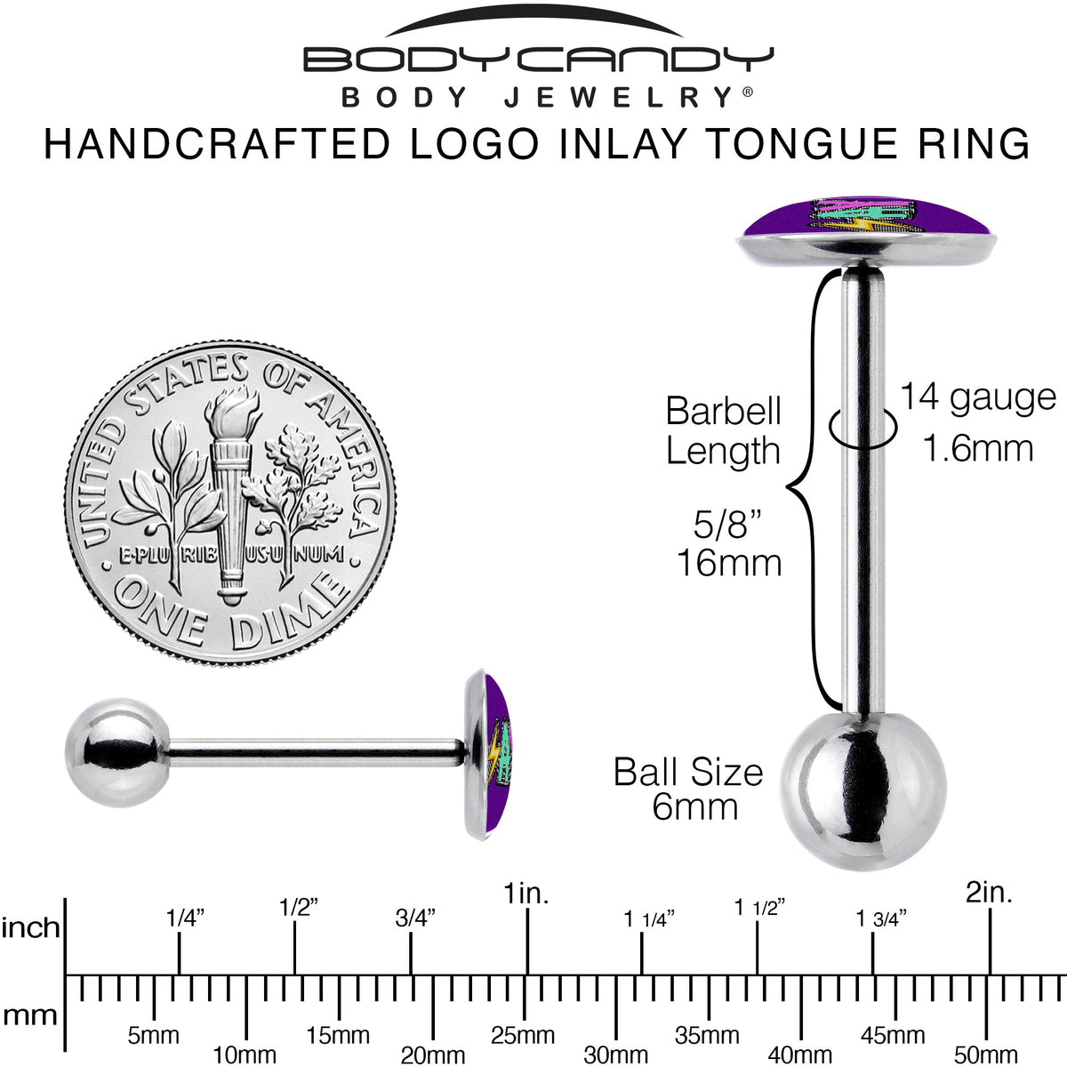 Colorful Lighting SLAY Barbell Tongue Ring by Onyx O