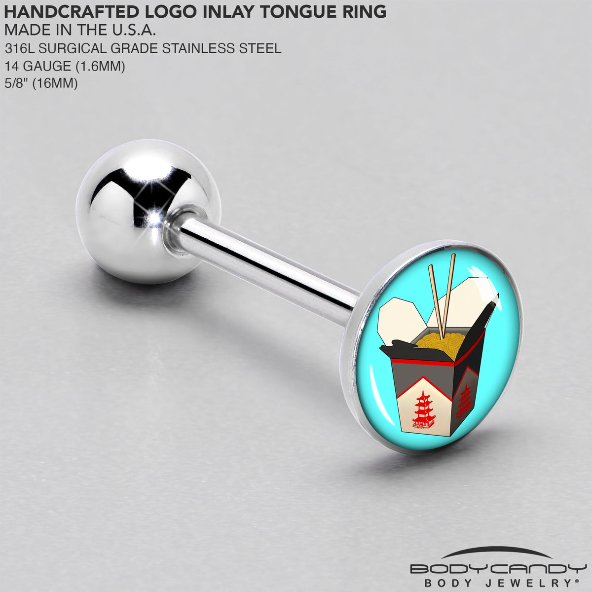 Chinese Take Out Barbell Tongue Ring by Onyx O