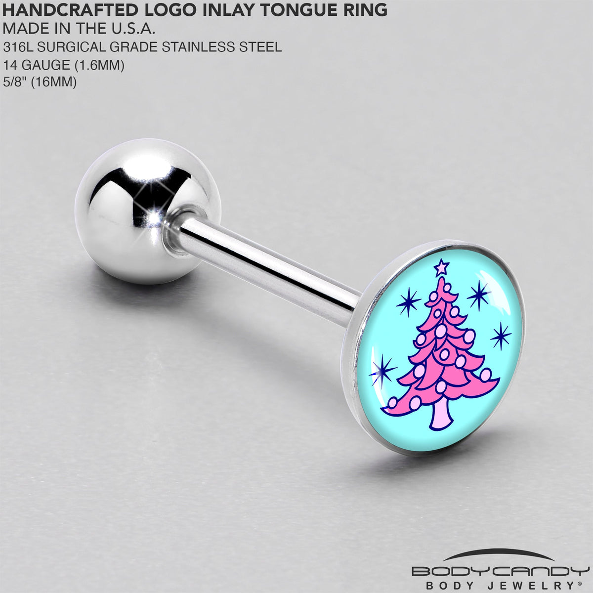 Pastel Christmas Tree Barbell Tongue Ring by Onyx O