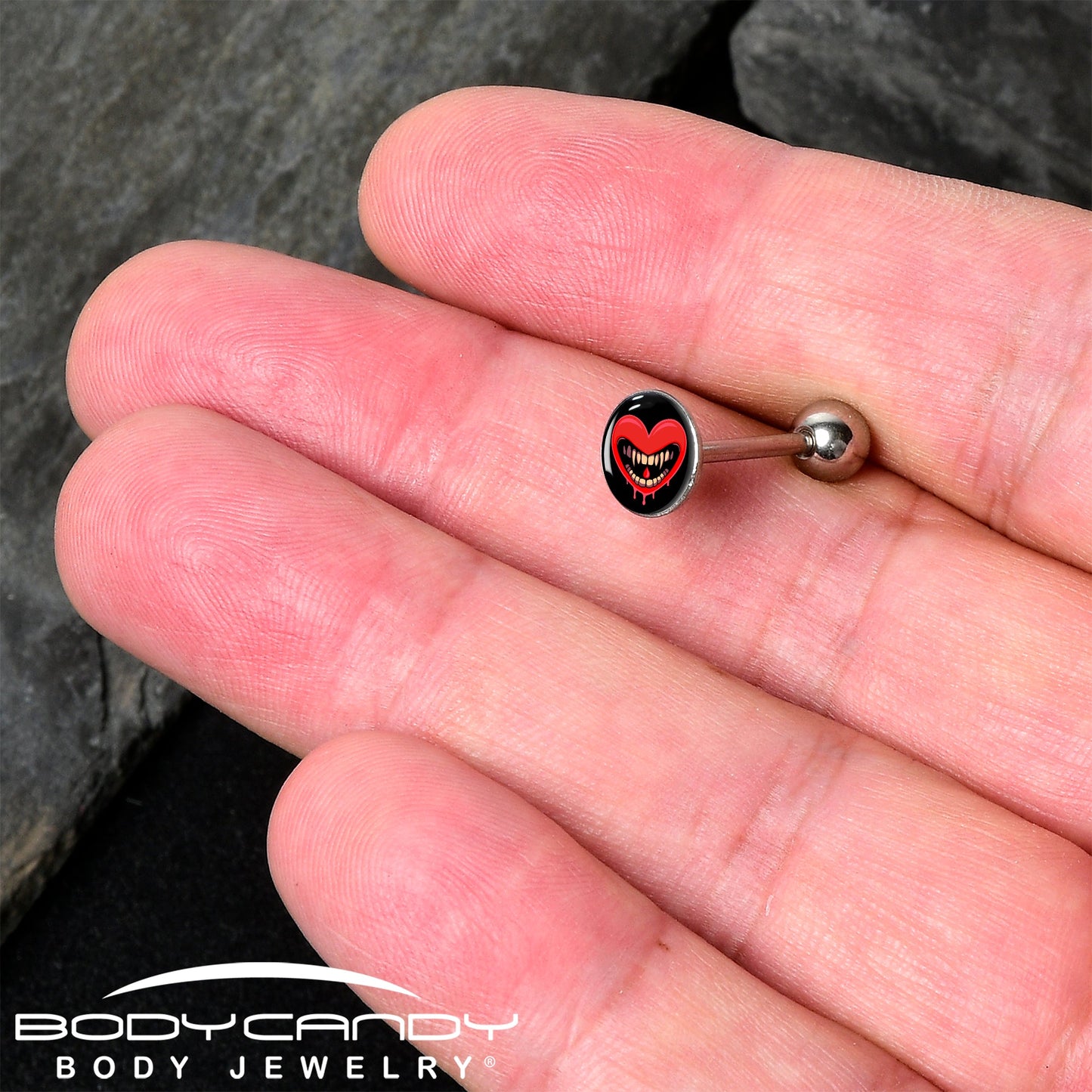 Valentine Heart Vampire Barbell Tongue Ring