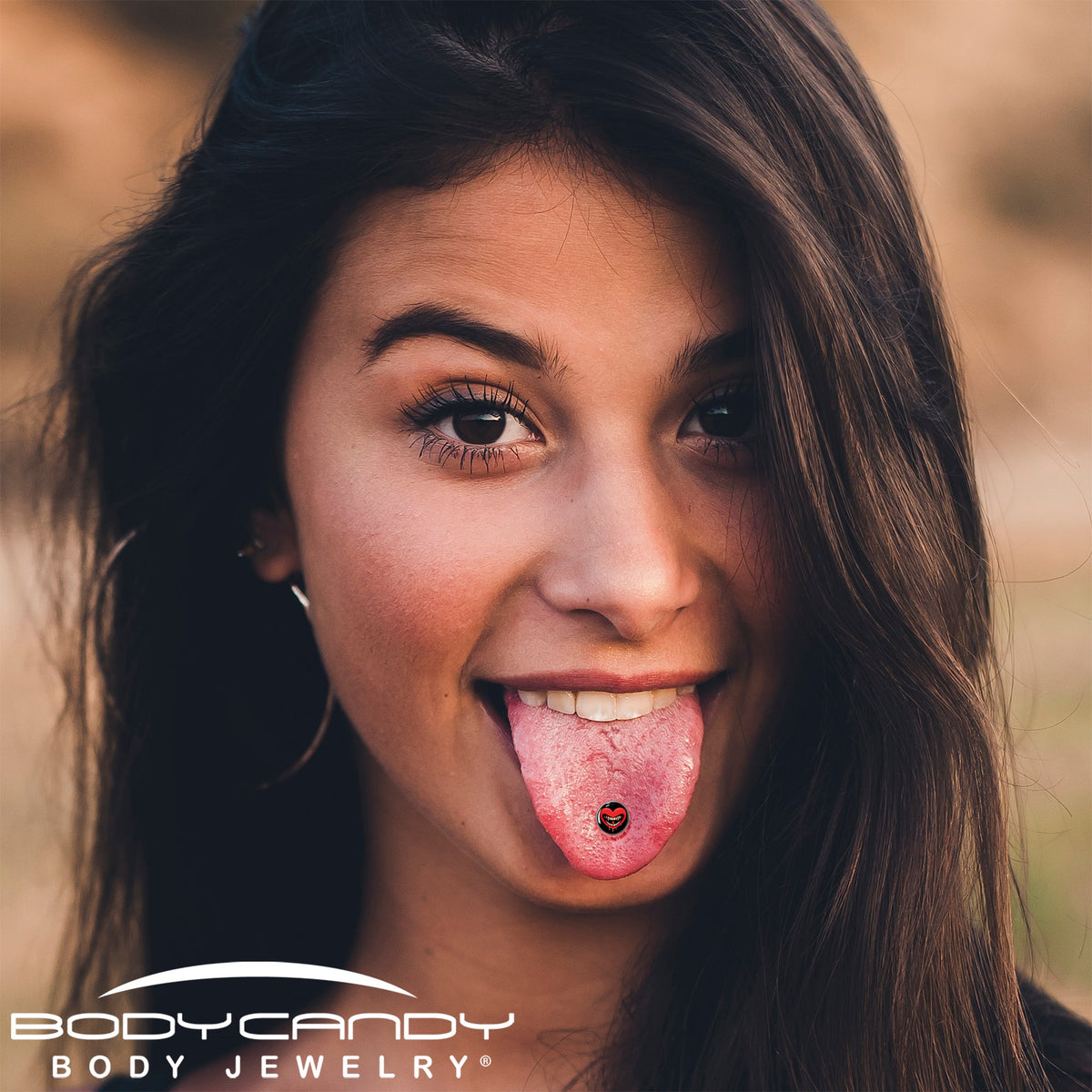 Valentine Heart Vampire Barbell Tongue Ring