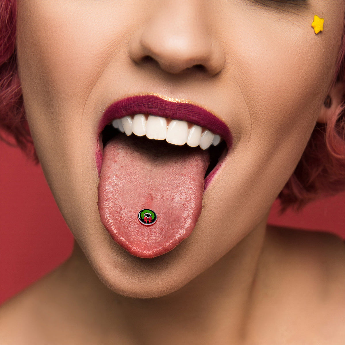 Holiday Vampire Wreath Barbell Tongue Ring by Onyx O