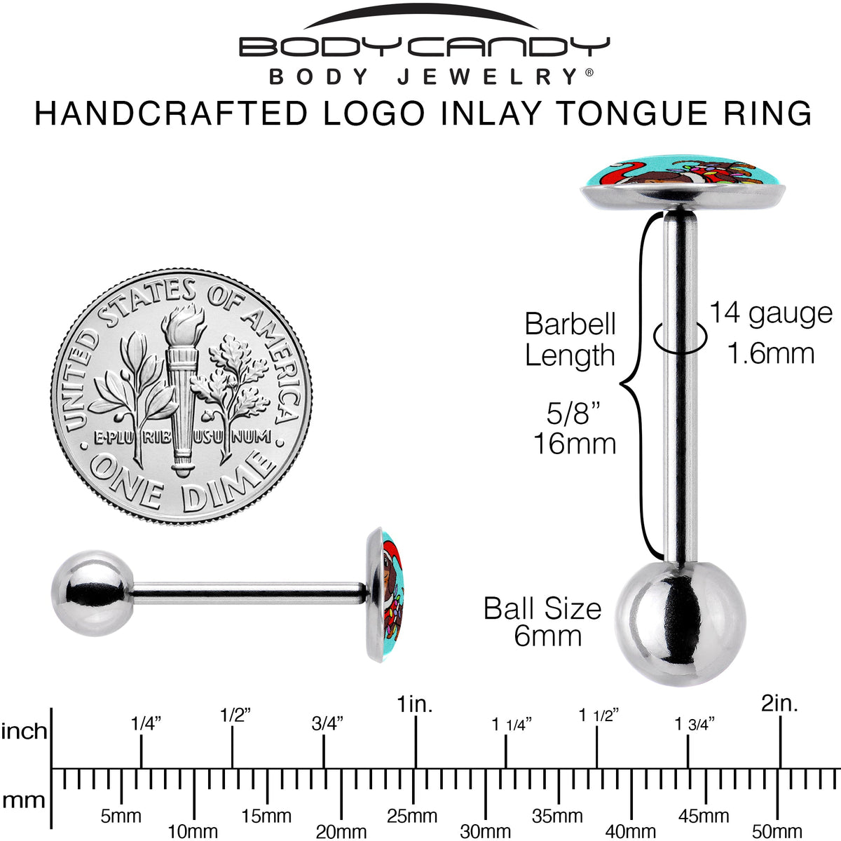 Christmas Holiday Weiner Dog Barbell Tongue Ring by Onyx O