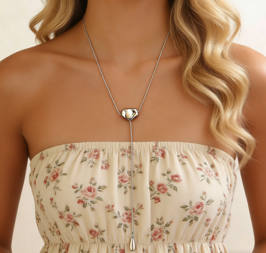Trendy Irregular Snake Chain with Teardrop Pendant