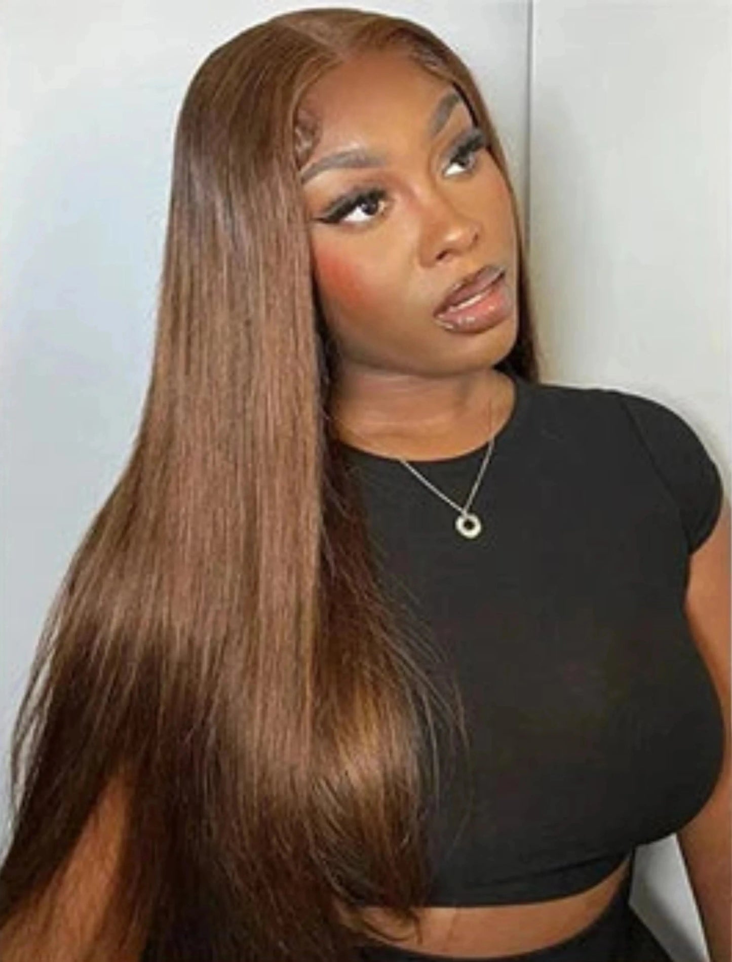 Chocolate Brown Straight Lace Closure Wig | Wear and Go | Glueless | Pre-Plucked | Brazilian Virgin Hair