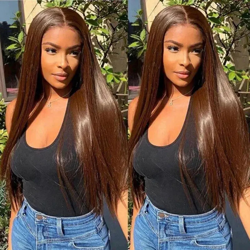 Chocolate Brown Straight Lace Closure Wig | Wear and Go | Glueless | Pre-Plucked | Brazilian Virgin Hair