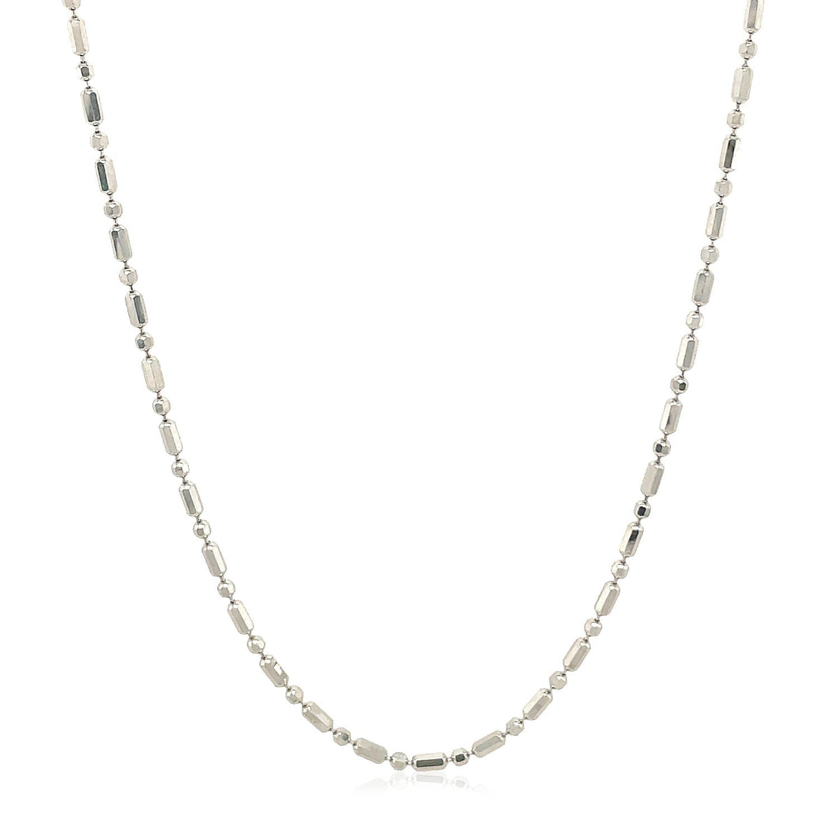 14k White Gold Diamond-Cut Alternating Bead Chain 1.5mm
