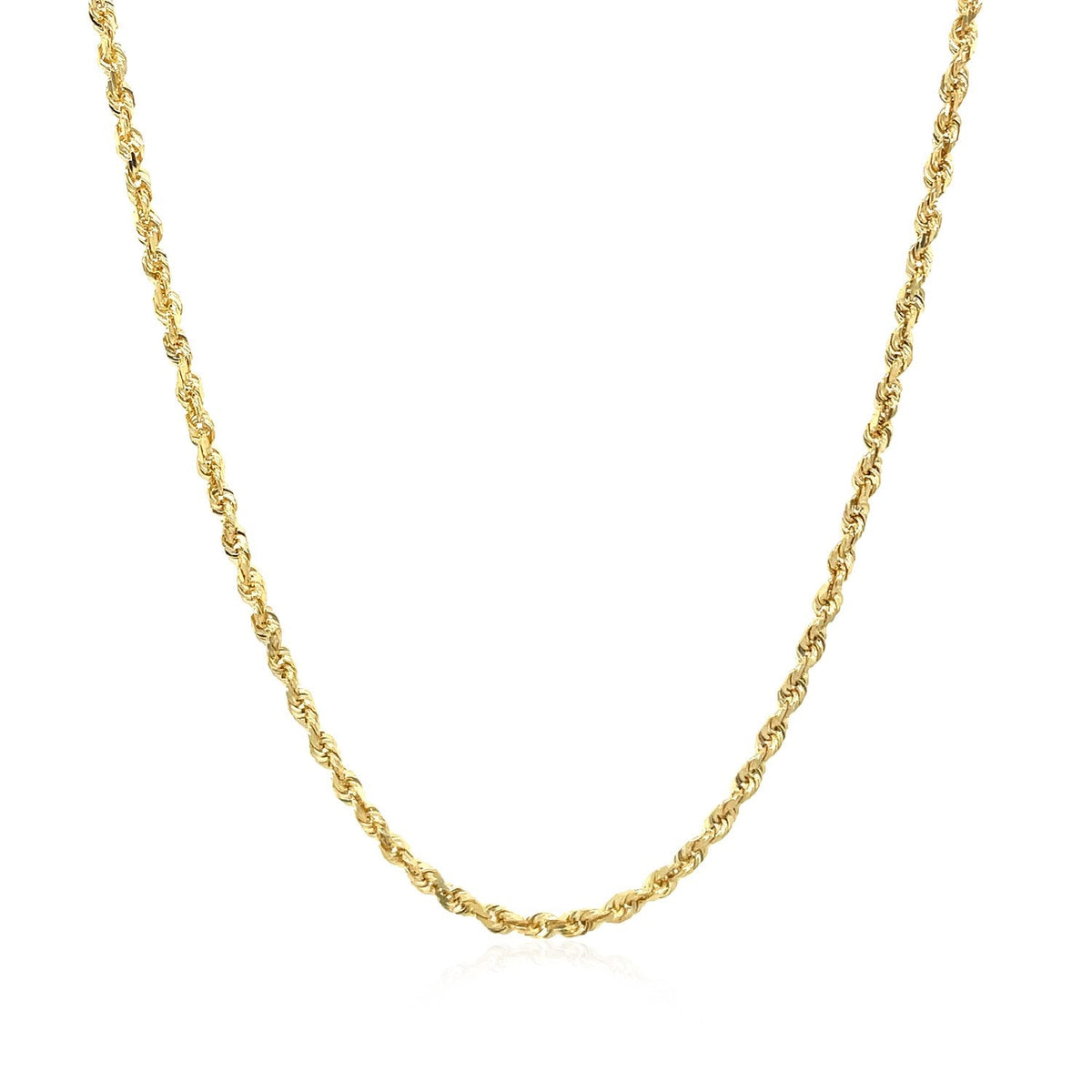 2.0mm 10k Yellow Gold Solid Diamond Cut Rope Chain