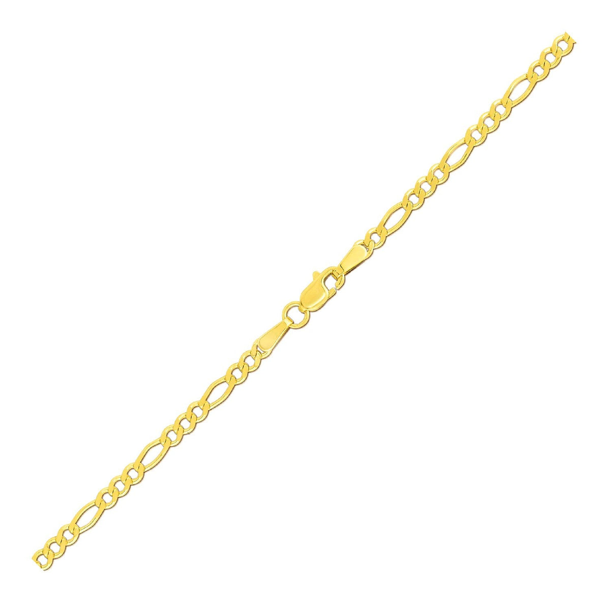 2.8mm 14k Yellow Gold Solid Figaro Bracelet