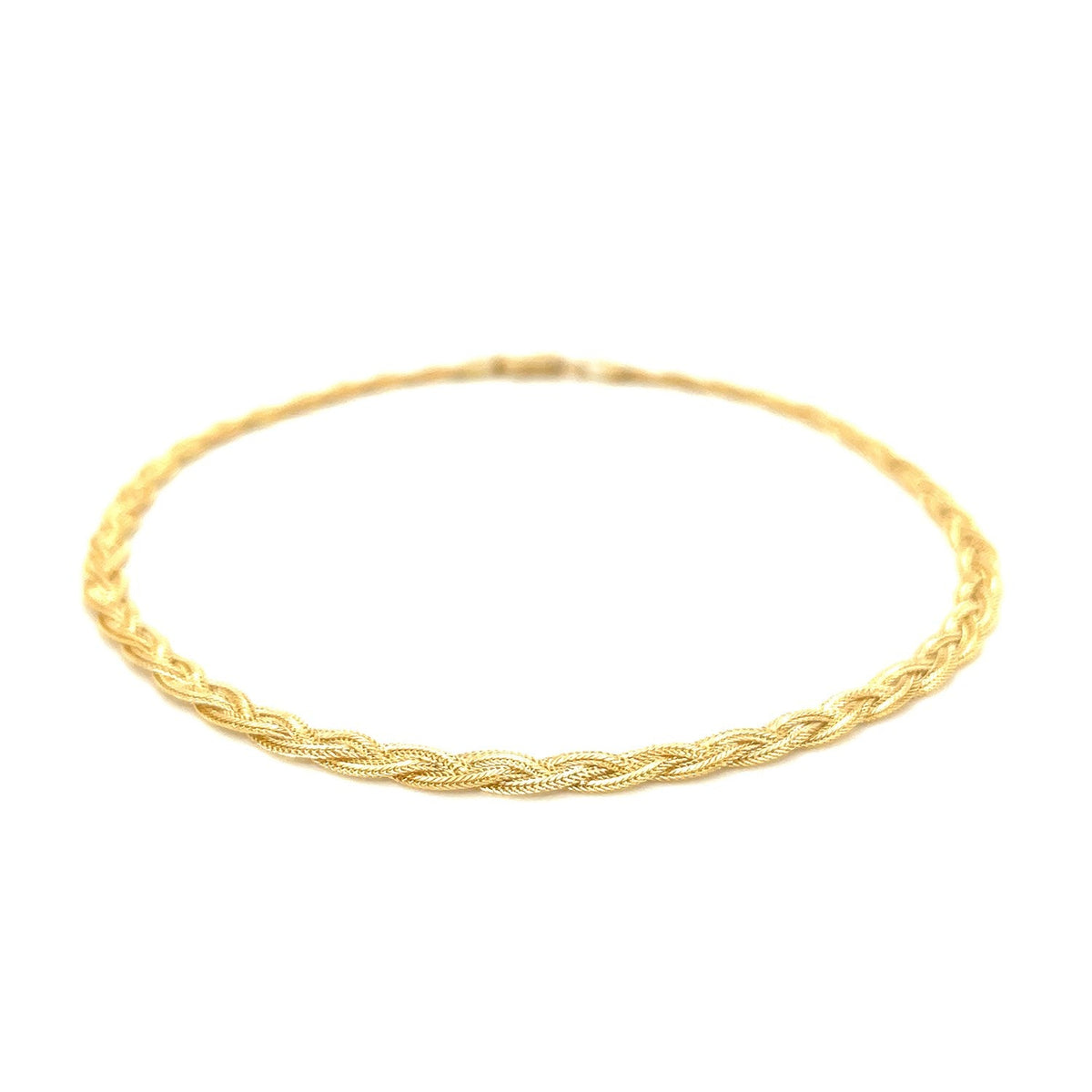 3.5mm 14k Yellow Braided Foxtail Anklet