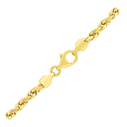 3.5mm 14k Yellow Gold Solid Diamond Cut Rope Chain