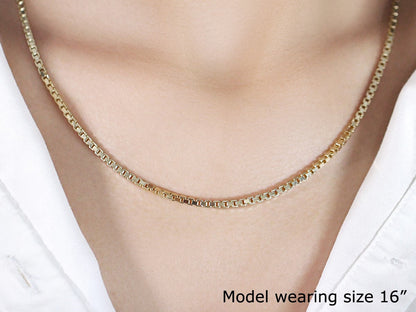 2.5mm 14k Yellow Gold Semi Solid Box Chain