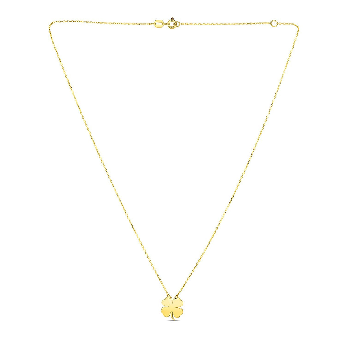 14K Yellow Gold Four Leaf Clover Necklace
