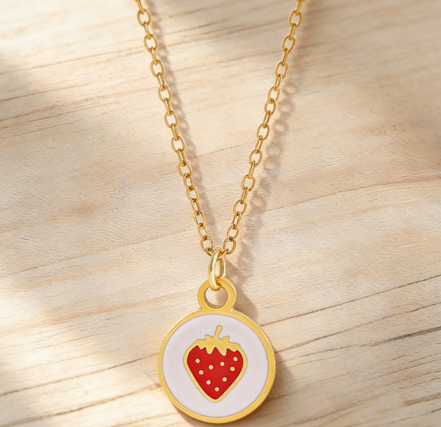 Stainless Steel Enamel Fruit Pendant Necklace