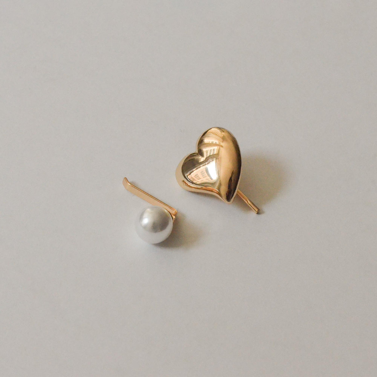 Mini Heart & Pearl Hair Stick Set | Gold