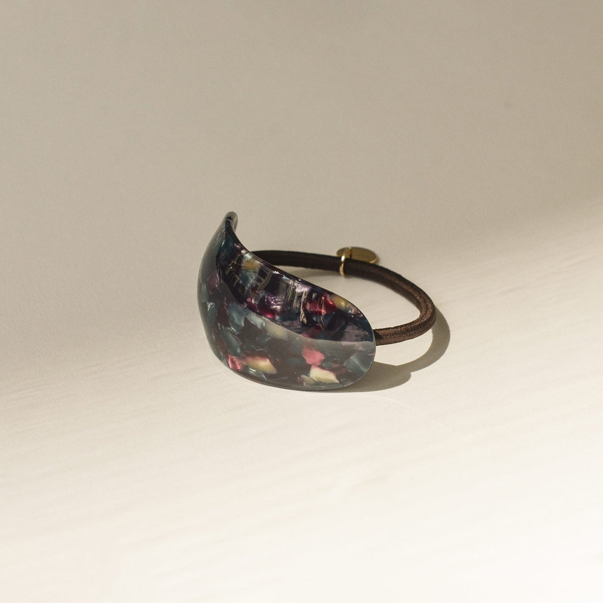 Curved Oval Resin Ponytail Hair Tie | Midnight Blue