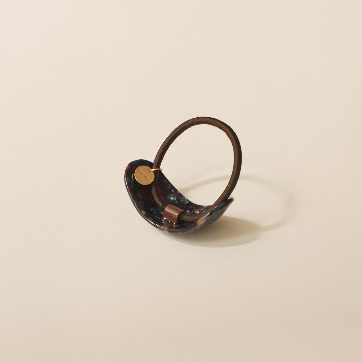 Curved Oval Resin Ponytail Hair Tie | Midnight Blue
