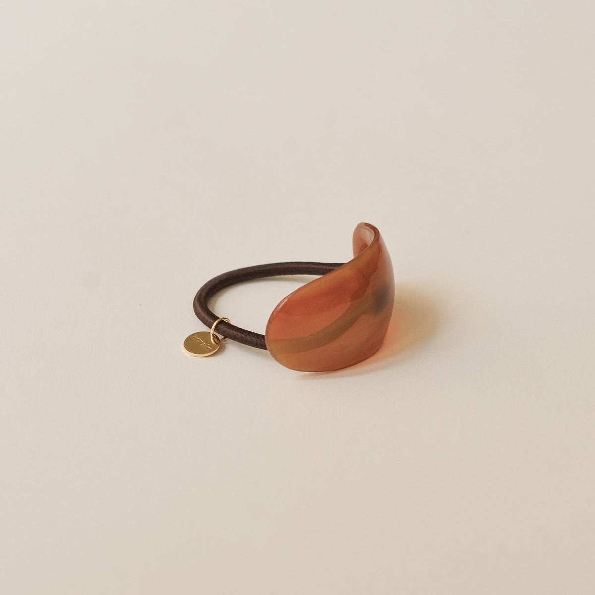 Curved Oval Resin Ponytail Hair Tie | Brown