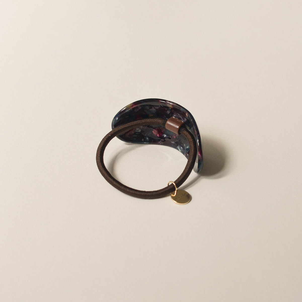 Curved Oval Resin Ponytail Hair Tie | Midnight Blue