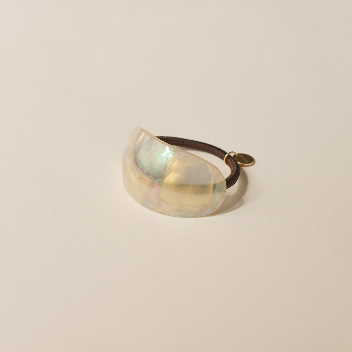 Curved Oval Resin Ponytail Hair Tie | Crystal Shell