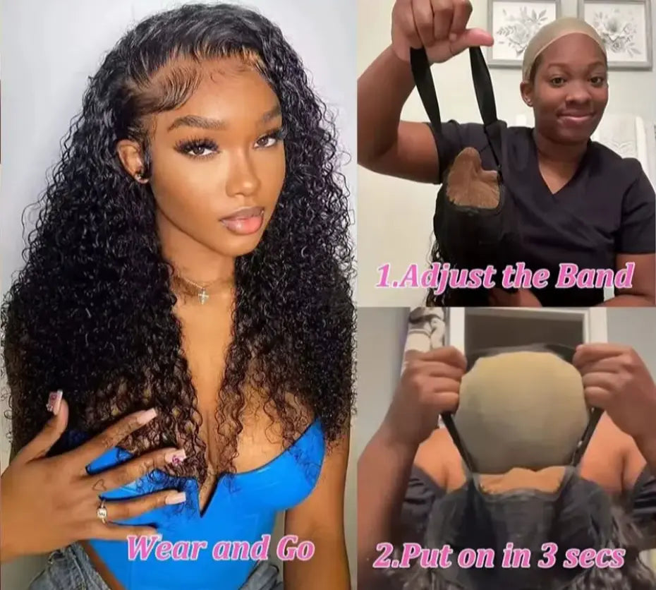 Deep Wave Glueless Lace Closure Wig | Pre-Cut | Ready to Wear | Brazilian Remy Hair