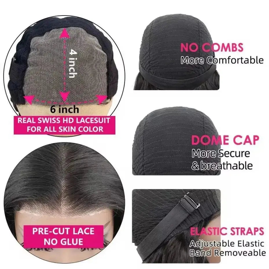 Deep Wave Glueless Lace Closure Wig | Pre-Cut | Ready to Wear | Brazilian Remy Hair
