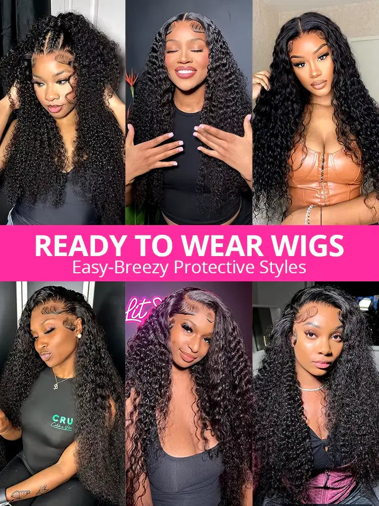 Deep Wave Ready to Wear | Wear and Go | Glueless Wig | Pre-Plucked | 13x4 Lace Frontal | Brazilian Remy Hair