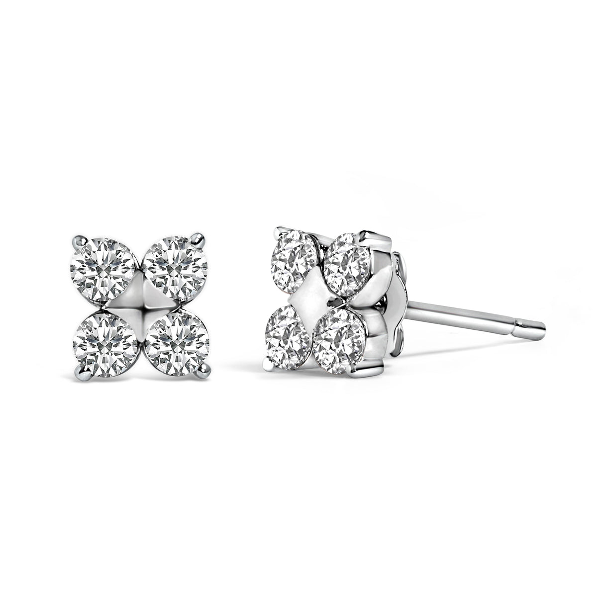 10K White Gold 1/2 Cttw Lab Grown Diamond Snowflake Stud Earrings
