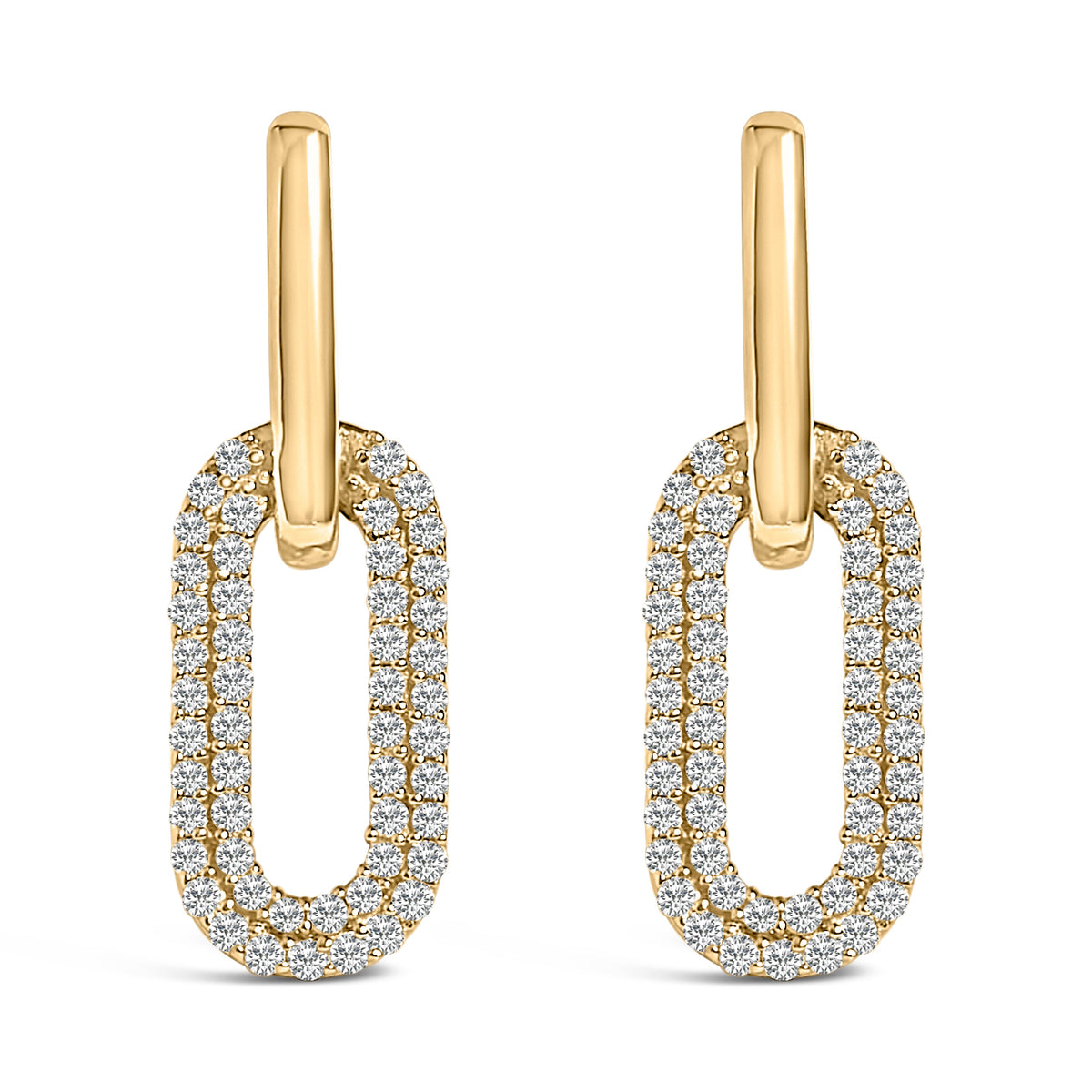 10K White Gold 1/2 Cttw Lab Grown Diamond Dangling Paperclip Drop Earrings