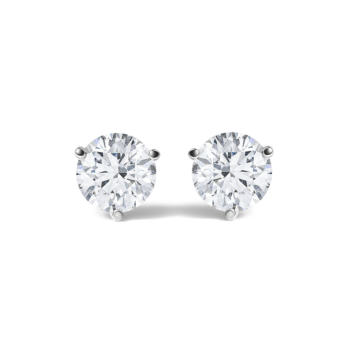 14K White Gold 1.00 Cttw Lab Grown Diamond Martini Set Round Solitaire Stud Earrings