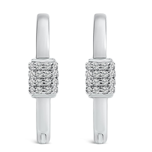 10K White Gold 3/8 Cttw Lab Grown Diamond Heart Shaped Huggie Hoop Earrings