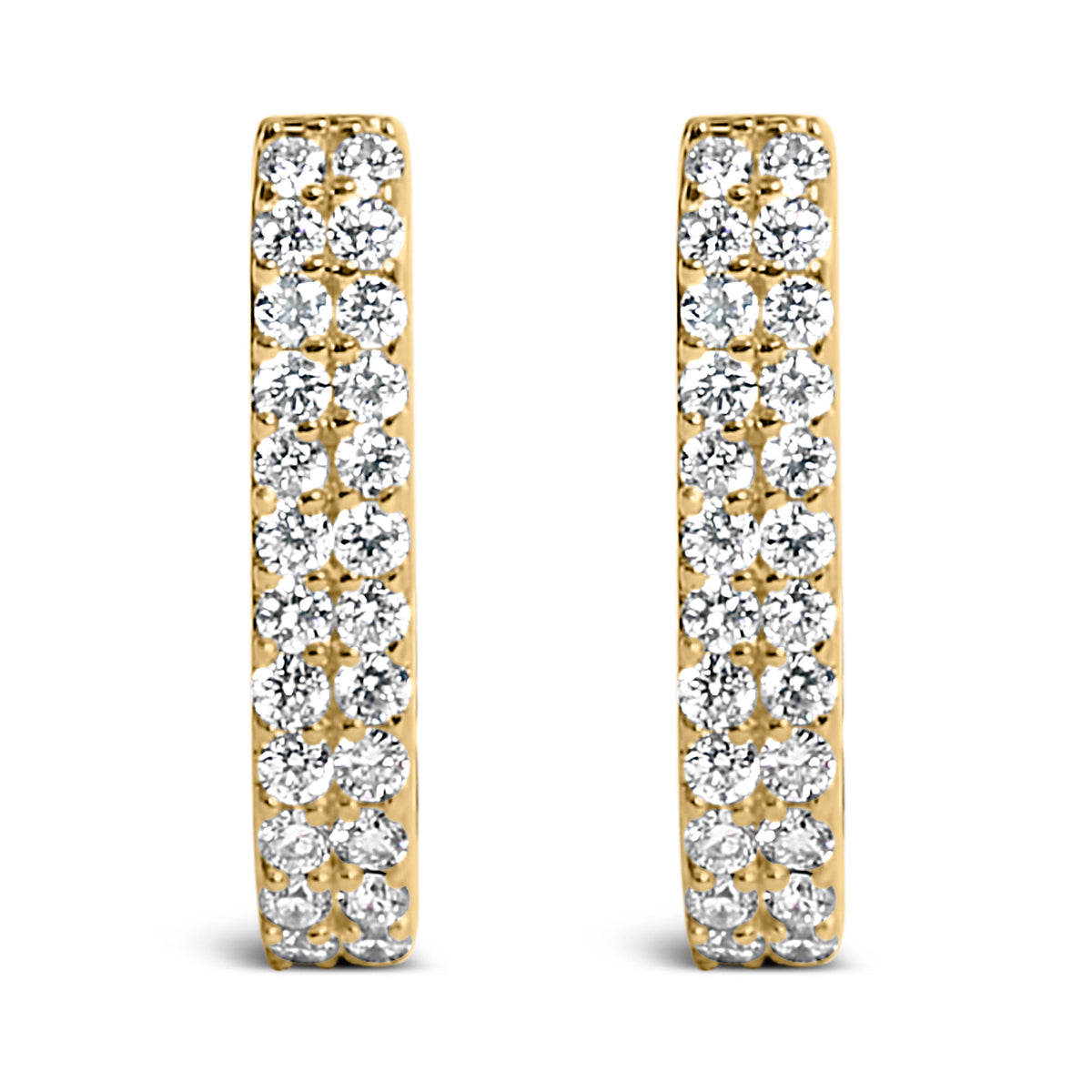 10K White Gold 1/4 Cttw Lab Grown Diamond Double Row Huggie Hoop Earrings