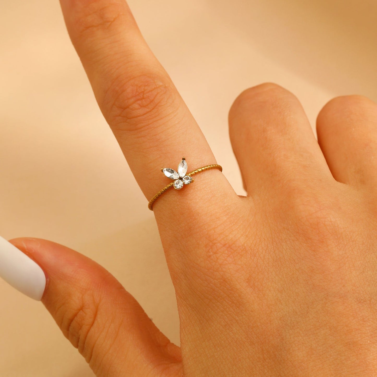 Stainless Steel Zircon Line Ring