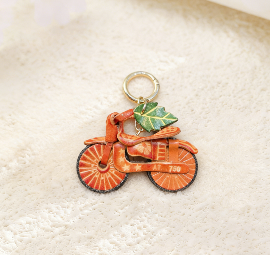 Motorcycle Leather Keychain