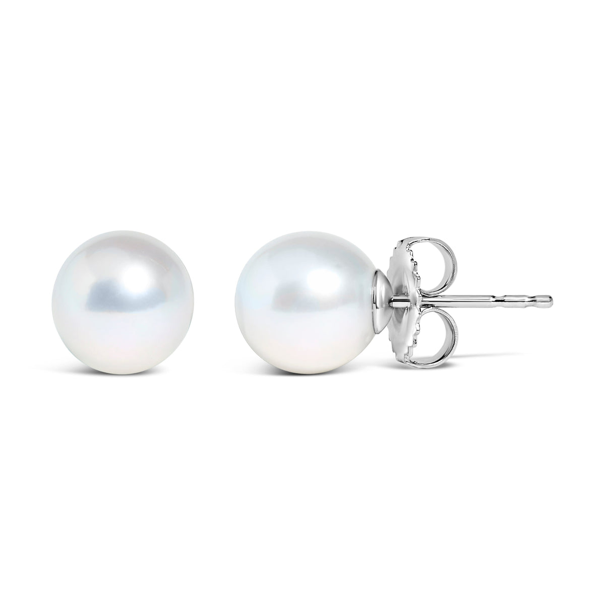 14k White Gold 5-5.5MM  Cultured Freshwater Pearl Solitaire Stud Earrings